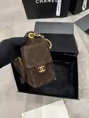 Chanel 25 Mini Acı Kahve Kadın Süet Çanta 4