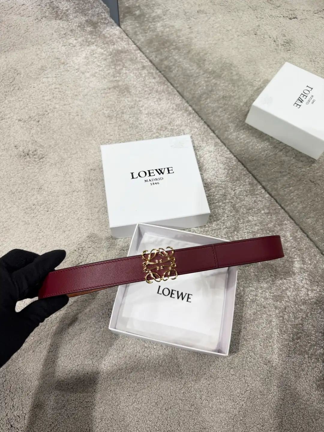 Loewe Tokalı Bordo Kadın Kemer