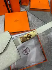 Hermes Kelly Pocket 18 Beyaz Kadın Deri Kemer 2