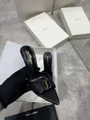 YSL Babylone Mules Siyah Kadın Deri Topuklu Terlik 2