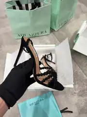 Aquazzura Siyah Tequila Sandal Kadın Deri Topuklu 2