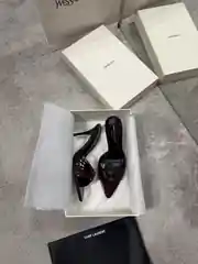YSL Babylone Mules Bordo Kadın Deri Topuklu Terlik 1