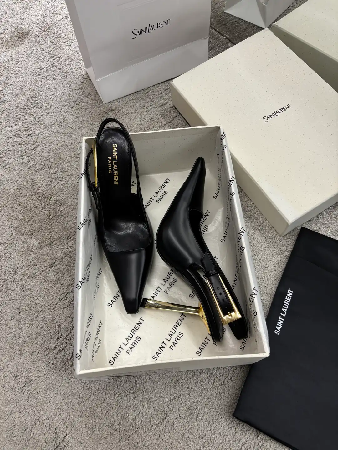 Ysl Siyah Kadın Deri Topuklu
