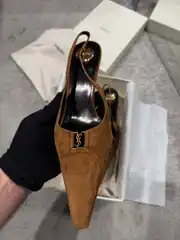 Ysl Babylone Breteuil Kahve Kadın Süet Deri Topuklu 5